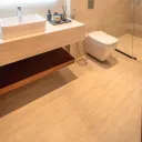 Ascoli Beige 40 × 90 cm Matt porcelain tile, bathroom with a floating vanity