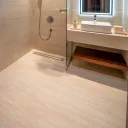 Ascoli Beige 40 × 90 cm Matt porcelain tile, walk-in shower with a vanity