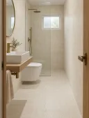 Cava Veins Beige 30 × 60 cm Structured Matt porcelain tile, small bathroom, floor and walls