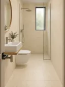 Cava Veins Cream 30 × 60 cm Structured Matt porcelain tile, small bathroom, floor and walls