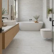 Haven Grey 40 × 90 cm Matt porcelain tile, bathroom, floor and walls