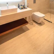 Ascoli Beige 40 × 90 cm Matt porcelain tile, bathroom with a floating vanity