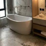 Yacht Multicolour 120 × 60 cm Satin Matt porcelain tile, bathroom with a freestanding bath
