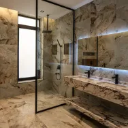 Yacht Multicolour 120 × 60 cm Satin Matt porcelain tile, shower room with a vanity