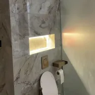 Yacht Multicolour 120 × 60 cm Satin Matt porcelain tile, cloakroom wall with a lit niche