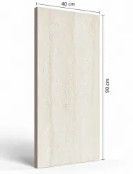 Ascoli Beige 40 × 90 cm Matt porcelain tile, angled side view with dimensions in centimetres