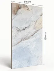 Yacht Multicolour 120 × 60 cm Satin Matt porcelain tile, angled side view with dimensions in centimetres