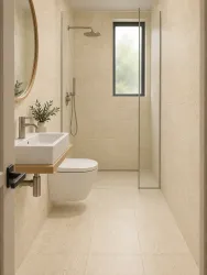 Cava Veins Cream 30 × 60 cm Structured Matt porcelain tile, small bathroom, floor and walls