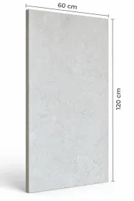 Safari Beige 120 × 60 cm Matt porcelain tile, angled side view with dimensions in centimetres