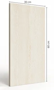 Cava Veins Beige 30 × 60 cm Structured Matt porcelain tile, angled side view with dimensions in centimetres