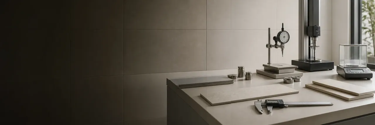 Porcelain samples under test in a laboratory