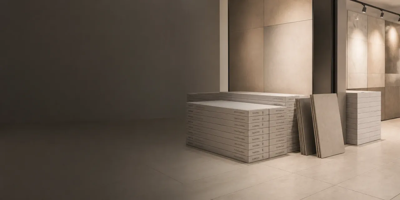 End-of-line Ascoli porcelain stacked in the warehouse