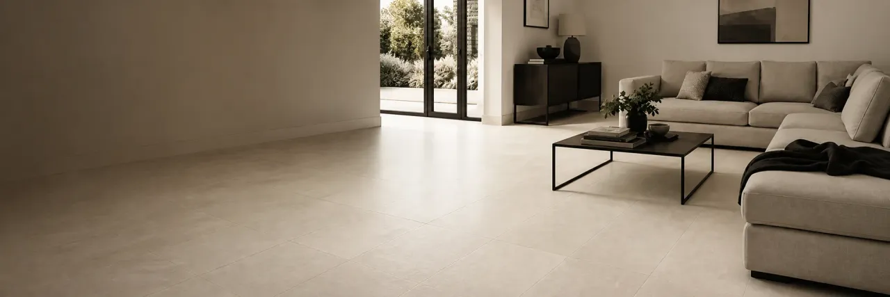 Cava Veins Beige porcelain in a living interior