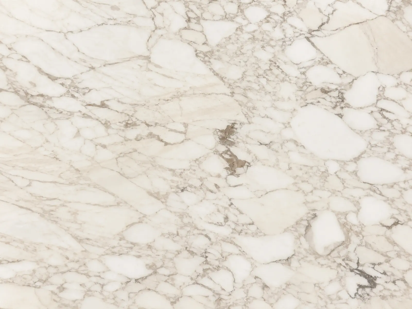 Calacatta Vagli Oro marble slab, warm white with grey and taupe breccia veins